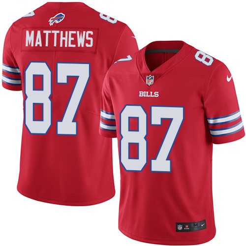 Nike Bills #87 Jordan Matthews Red Men's Stitched NFL Limited Rush Jersey - Click Image to Close